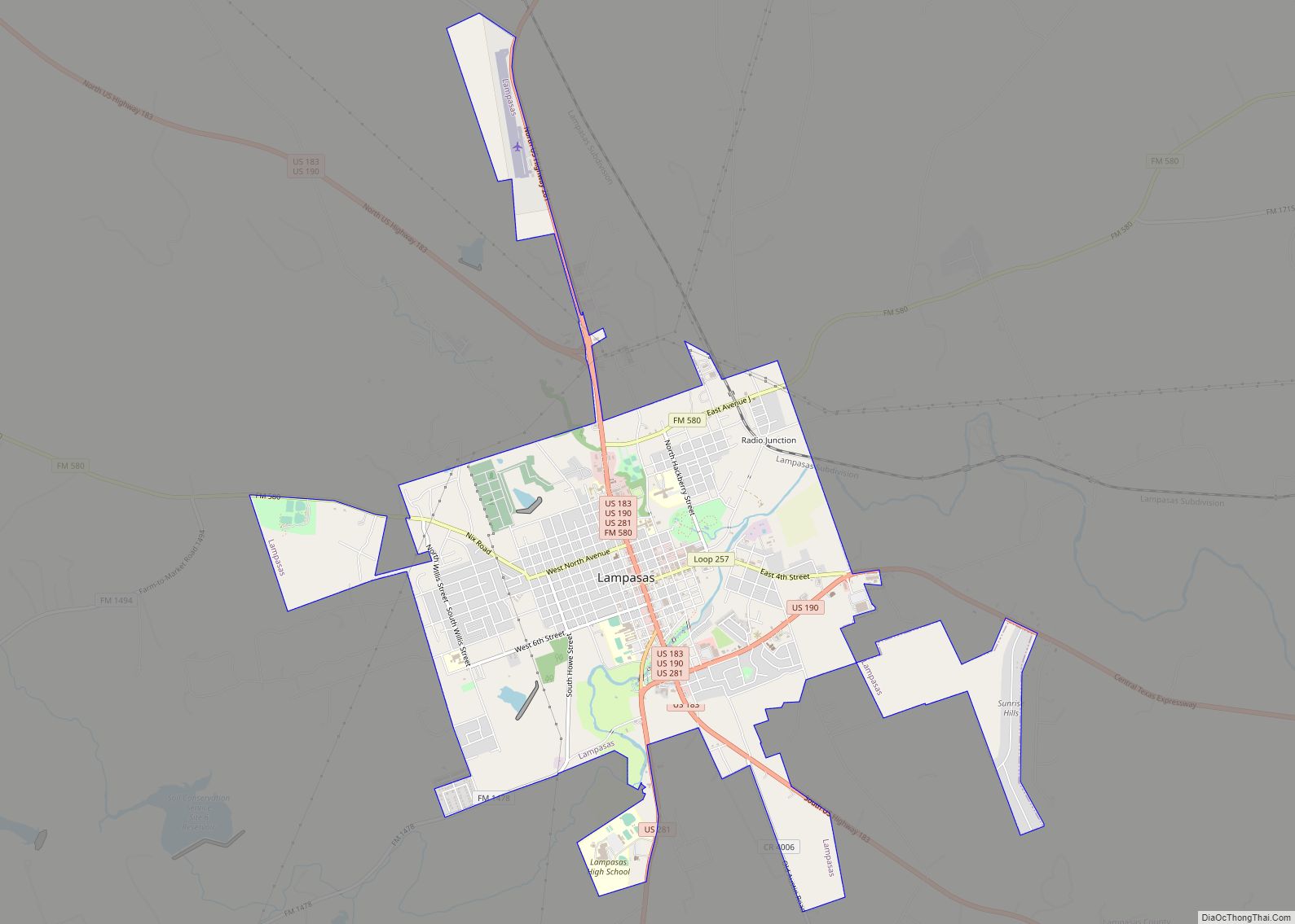 Map of Lampasas city