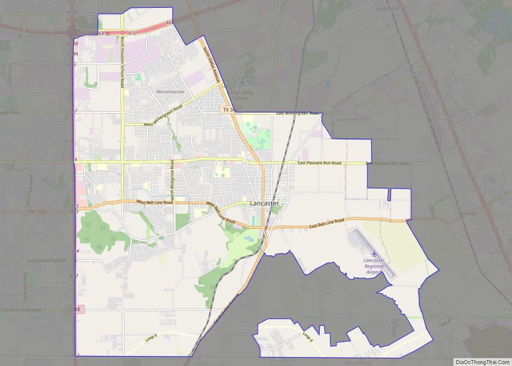 Map of Lancaster city, Texas