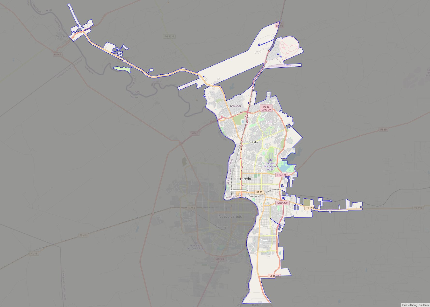 Map of Laredo city, Texas
