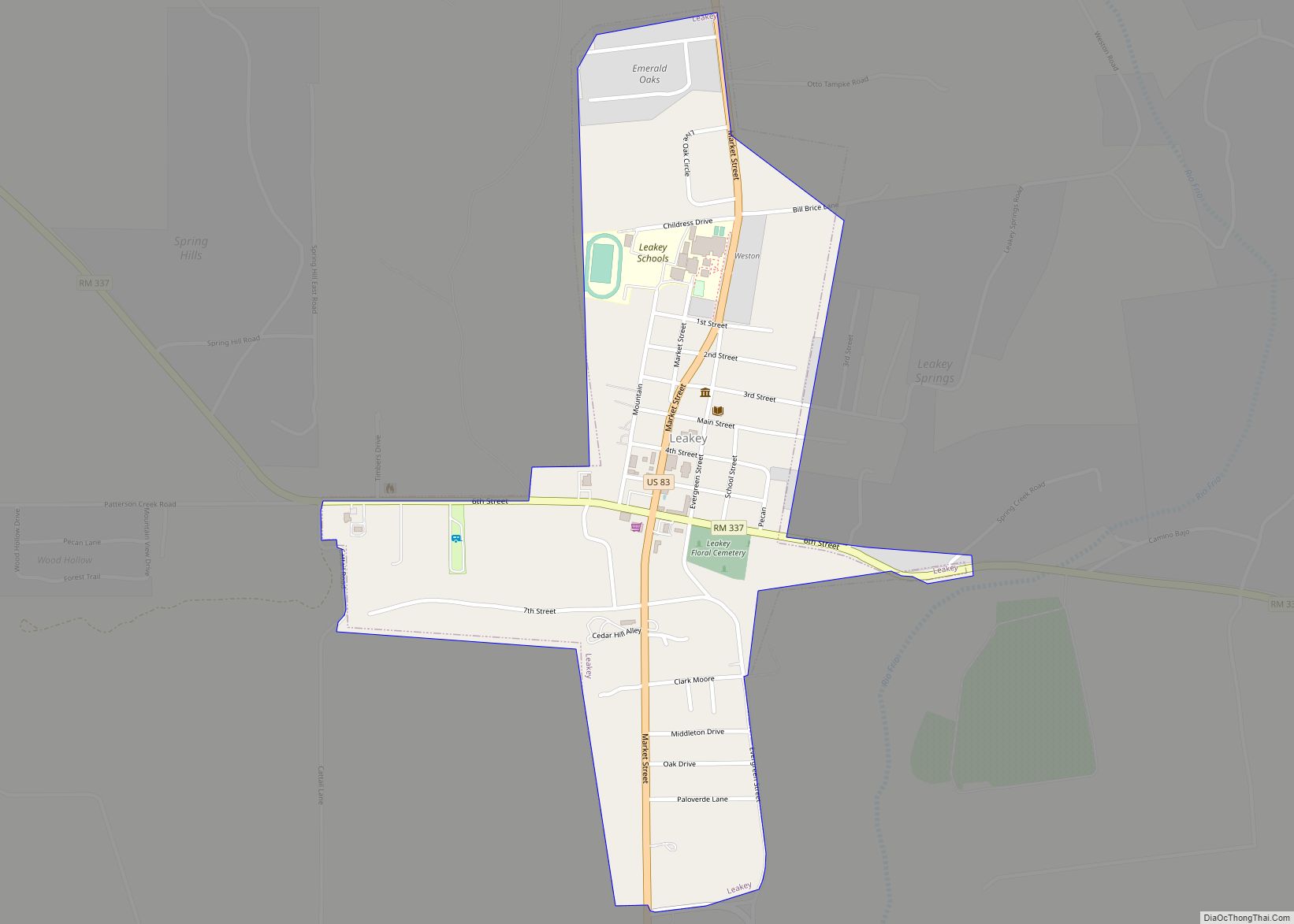Map of Leakey city