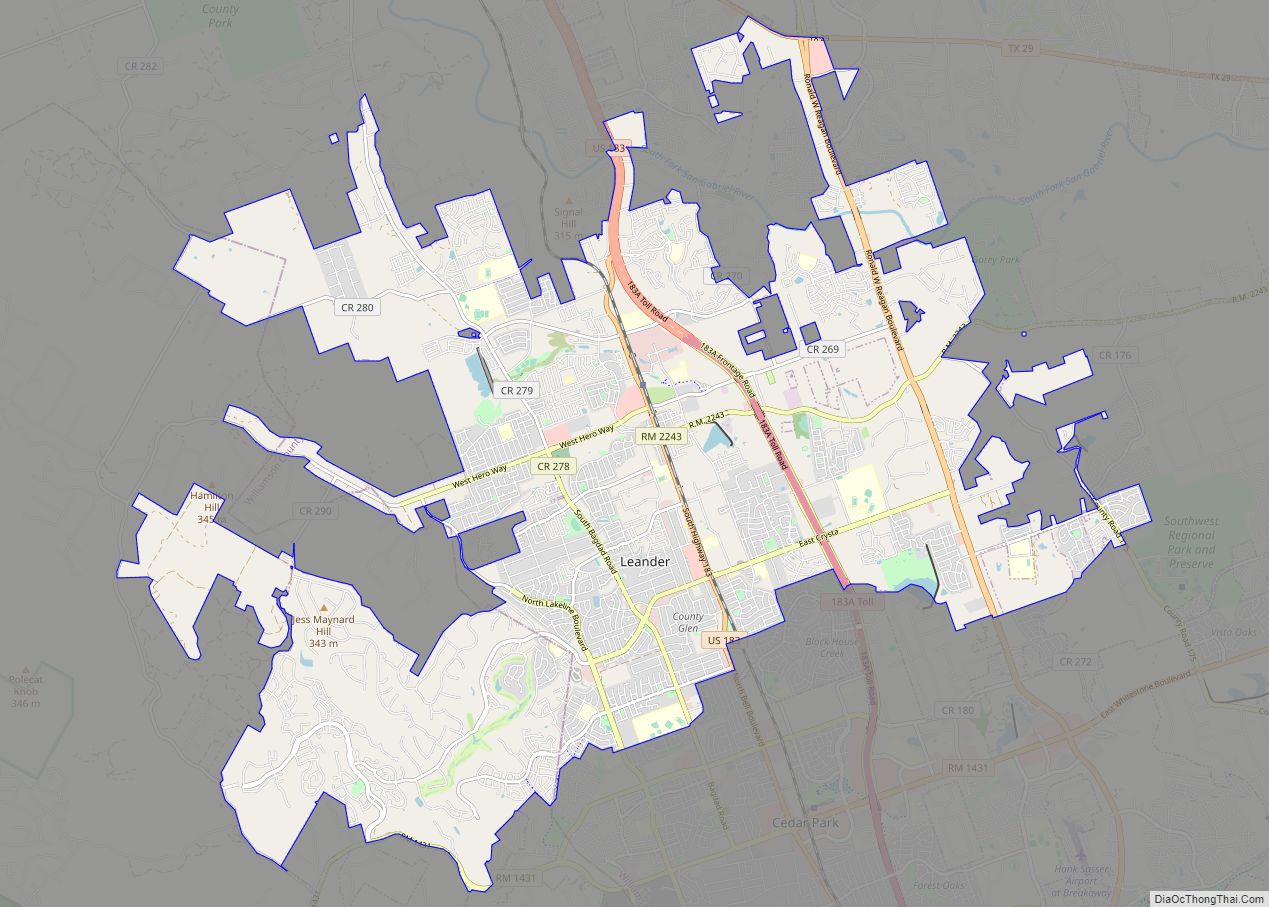 Map of Leander city