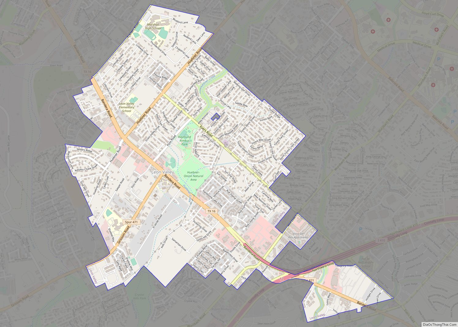 Map of Leon Valley city