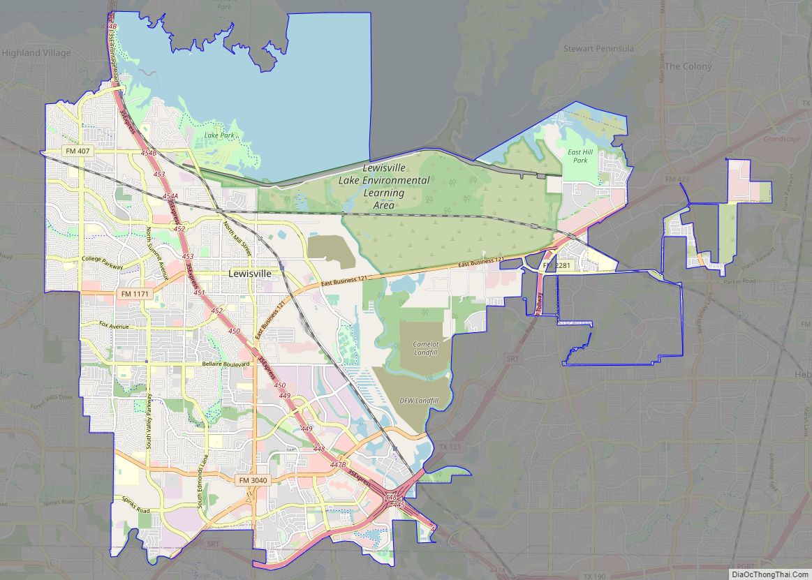 Map of Lewisville city, Texas