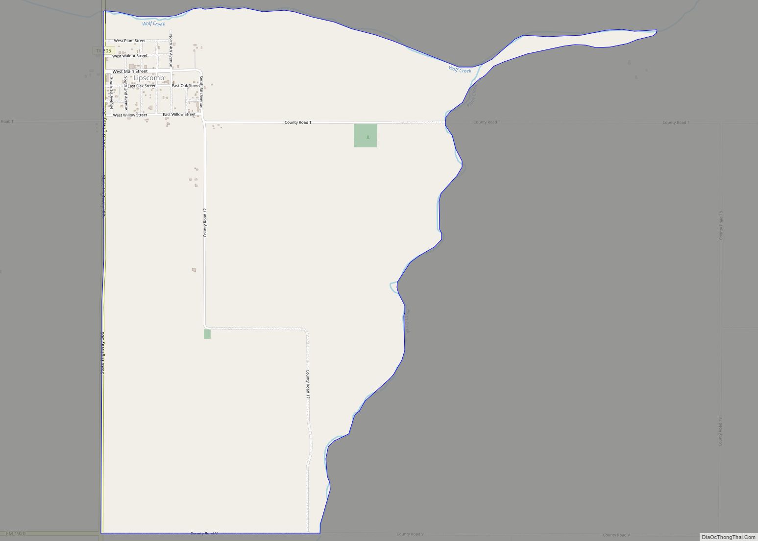 Map of Lipscomb CDP, Texas