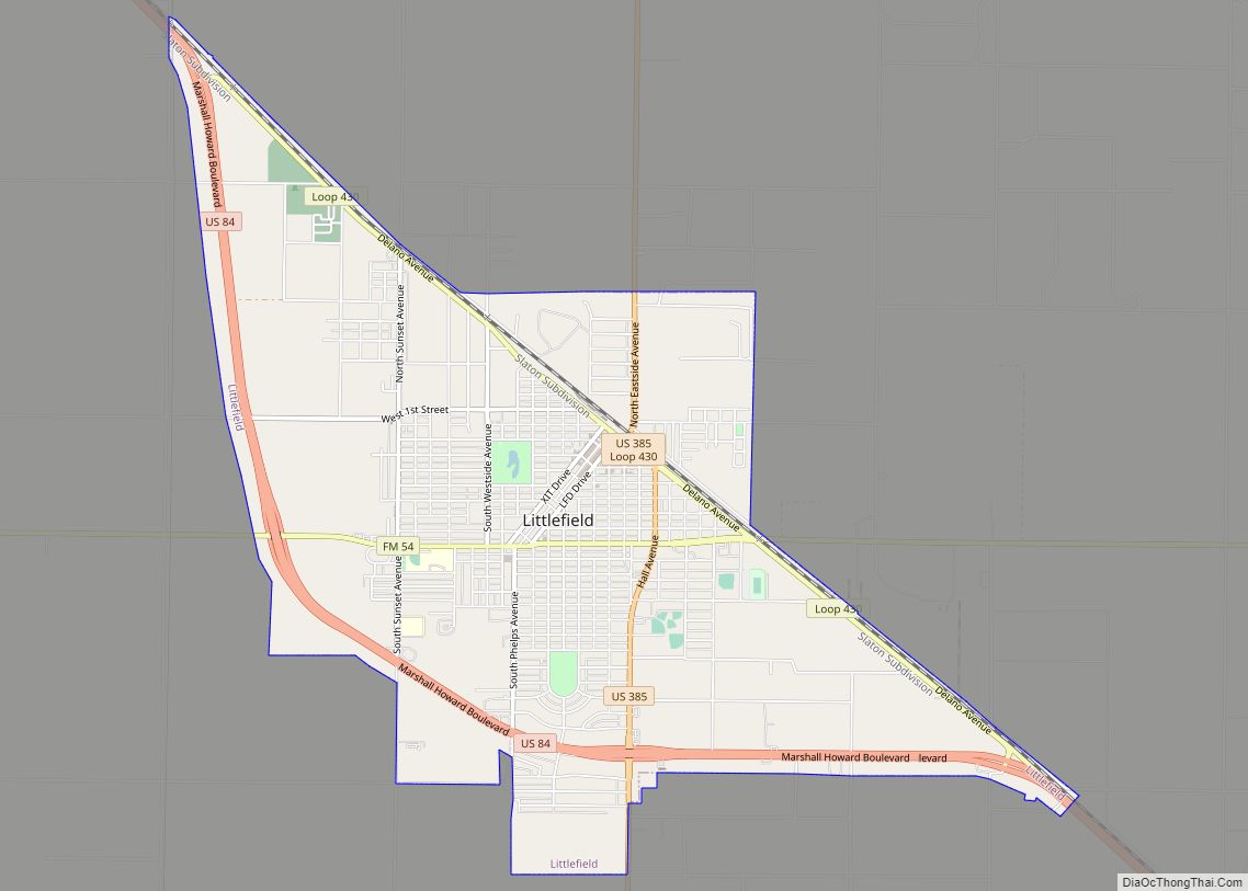 Map of Littlefield city, Texas