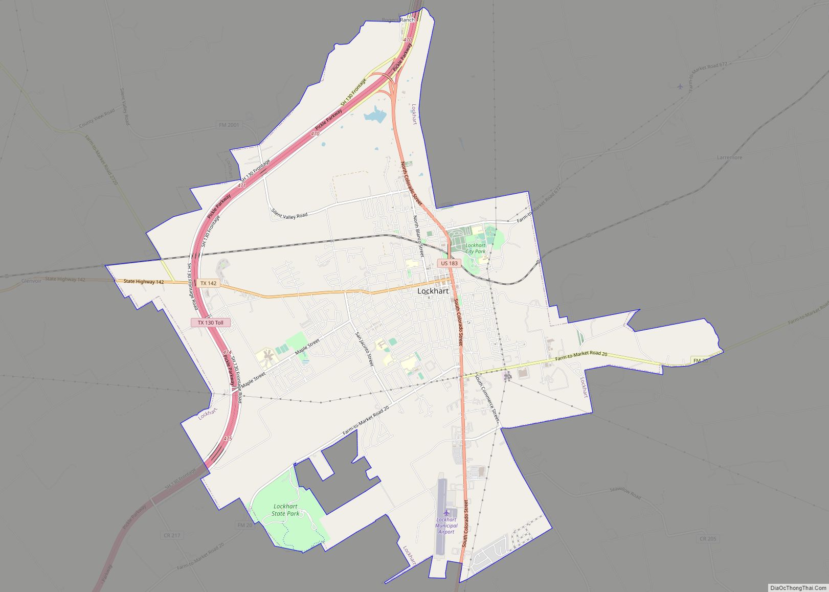 Map of Lockhart city, Texas