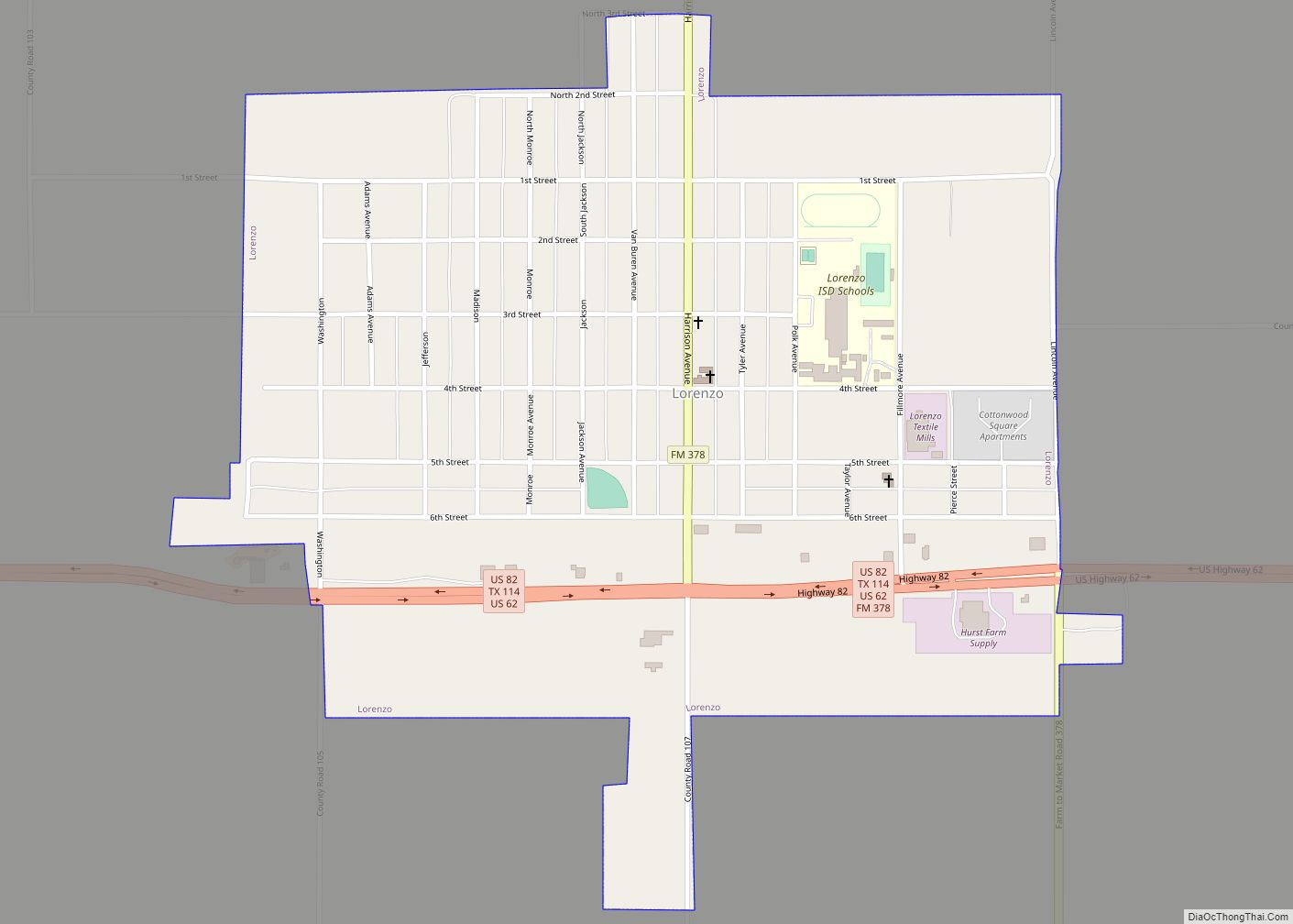 Map of Lorenzo city, Texas
