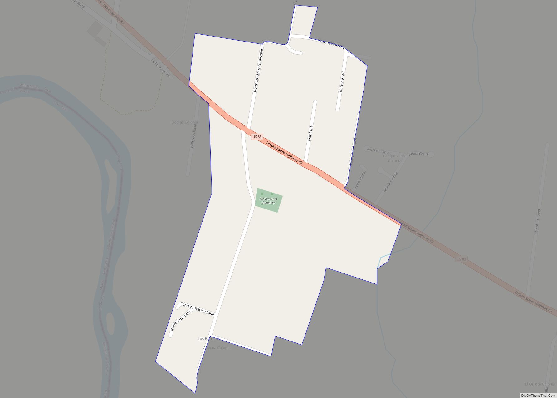 Map of Los Barreras CDP