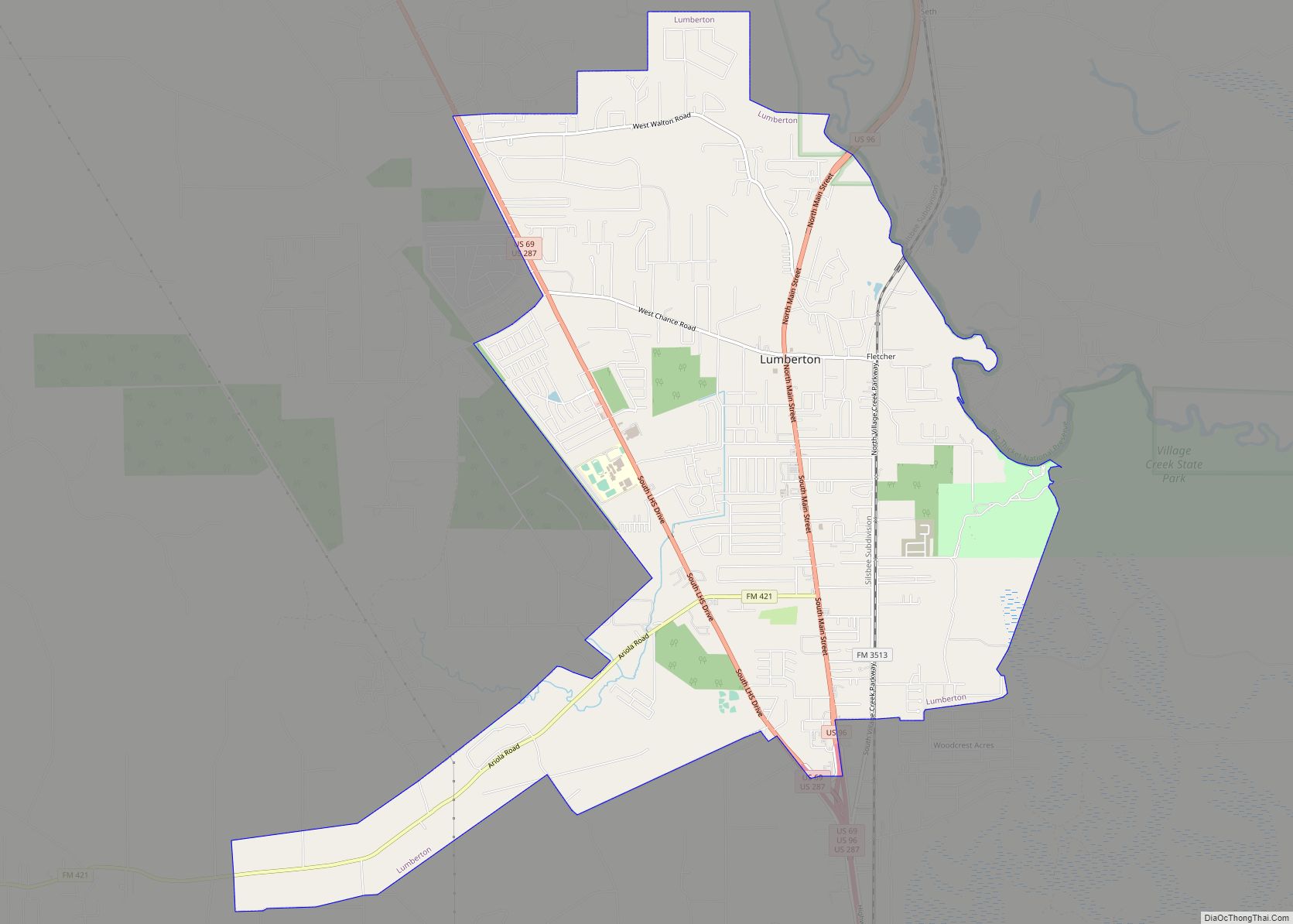 Map of Lumberton city, Texas