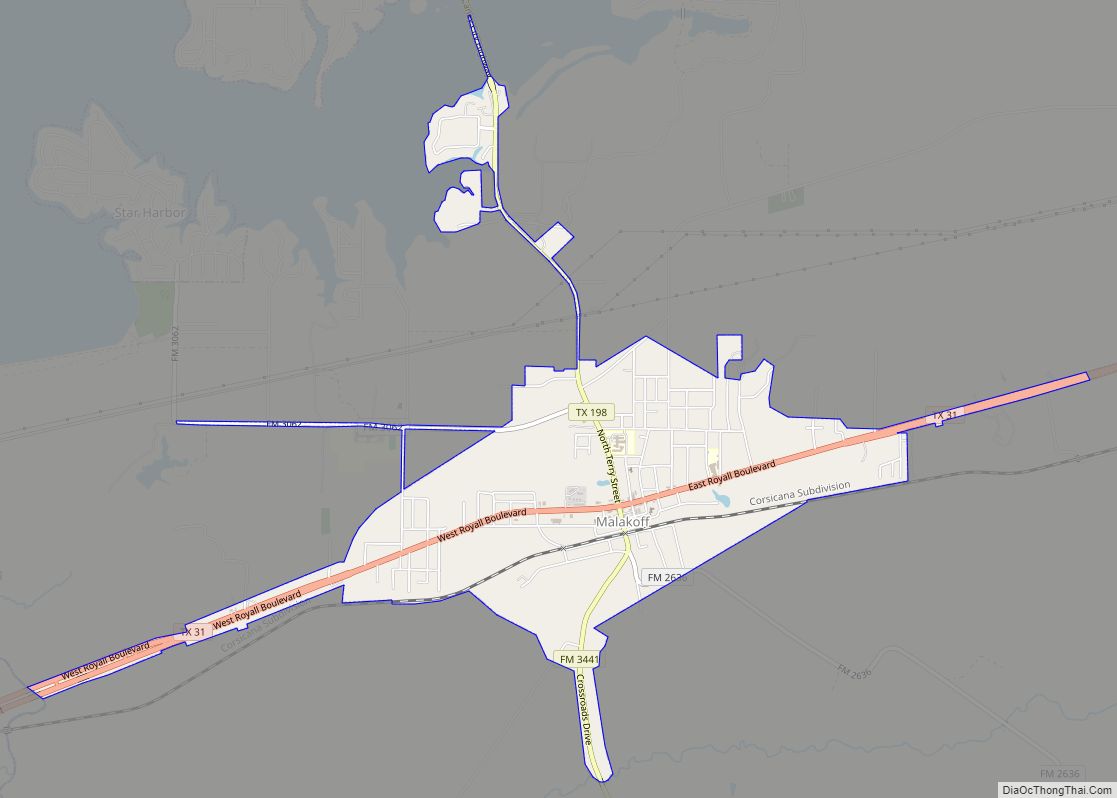 Map of Malakoff city