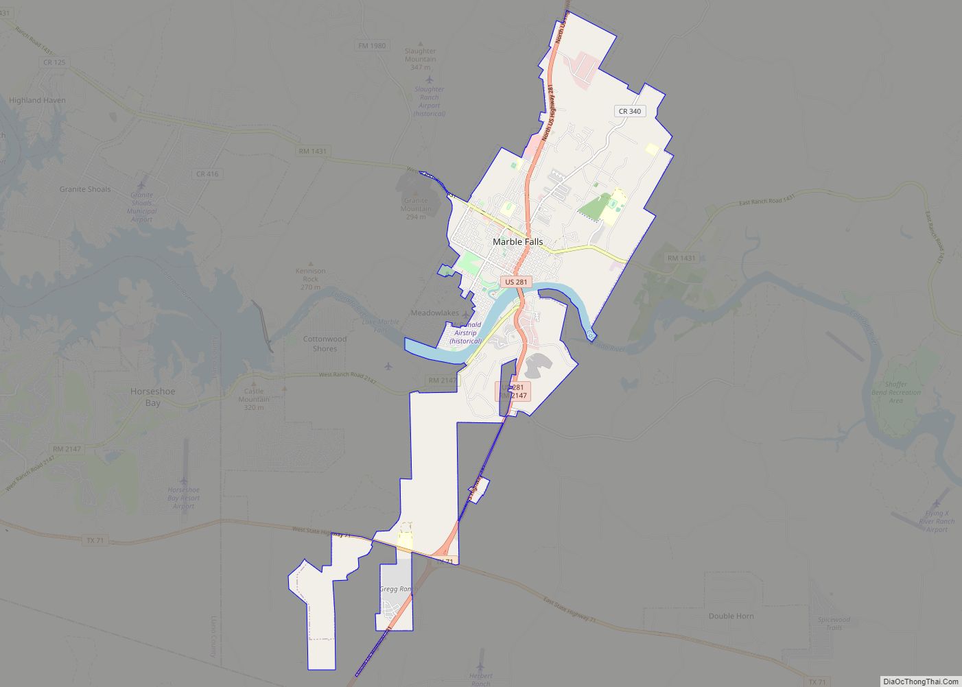 Map of Marble Falls city