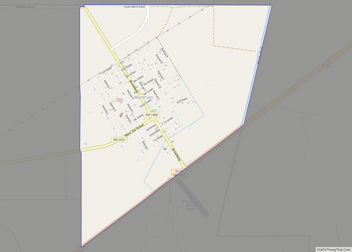 Map of Markham CDP, Texas