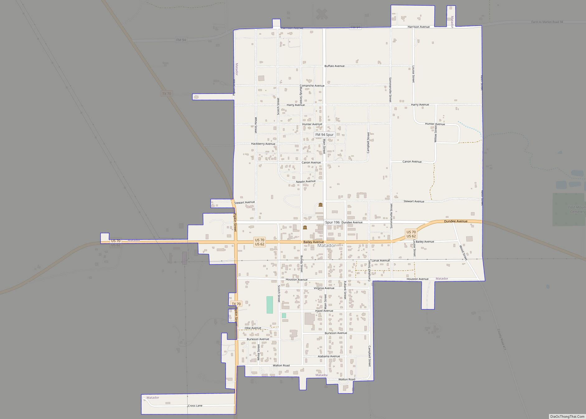 Map of Matador town