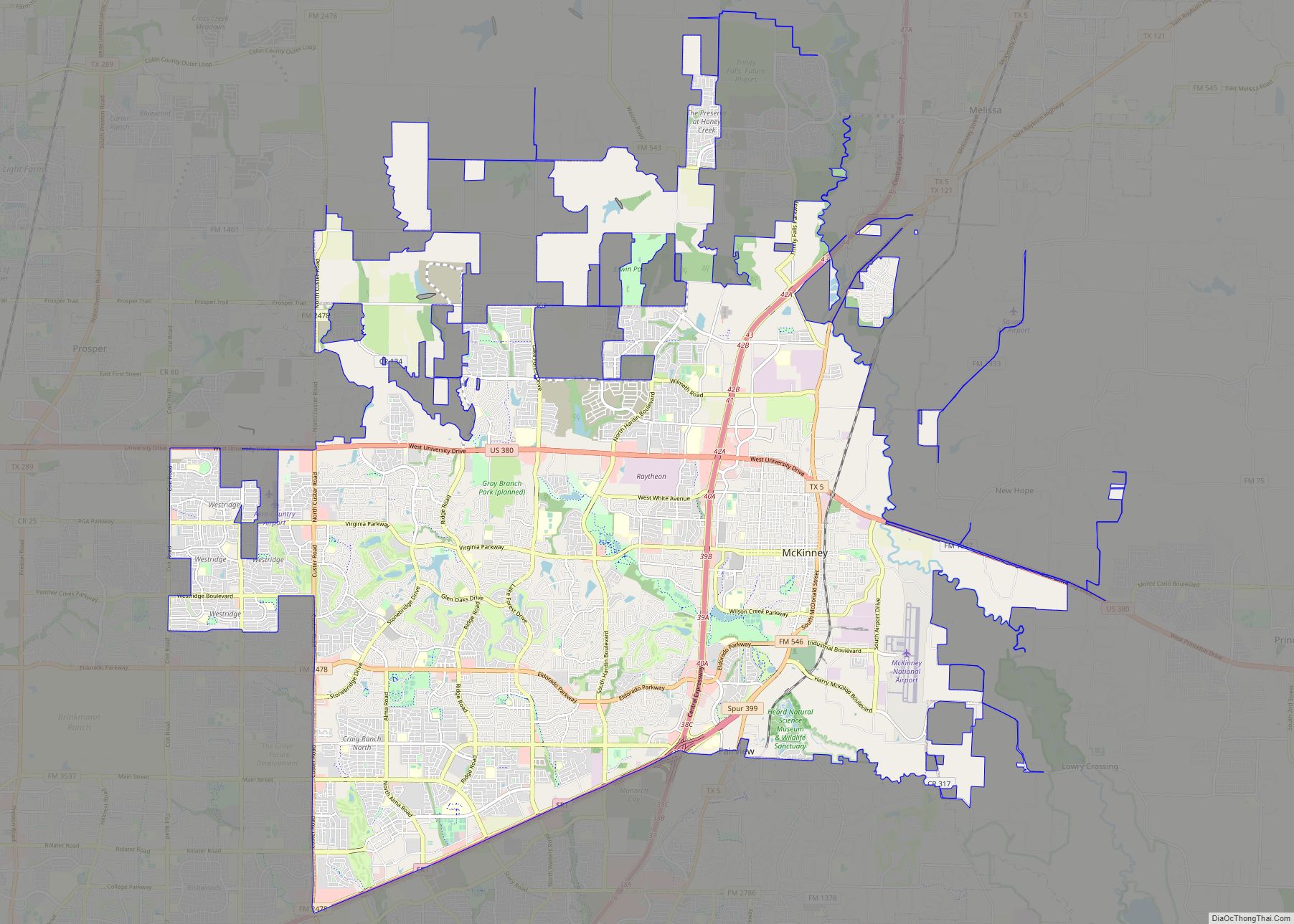 Map of McKinney city, Texas