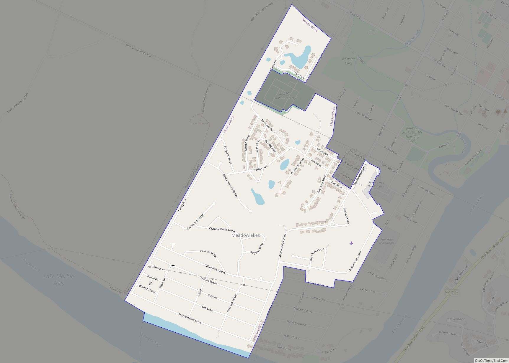 Map of Meadowlakes city