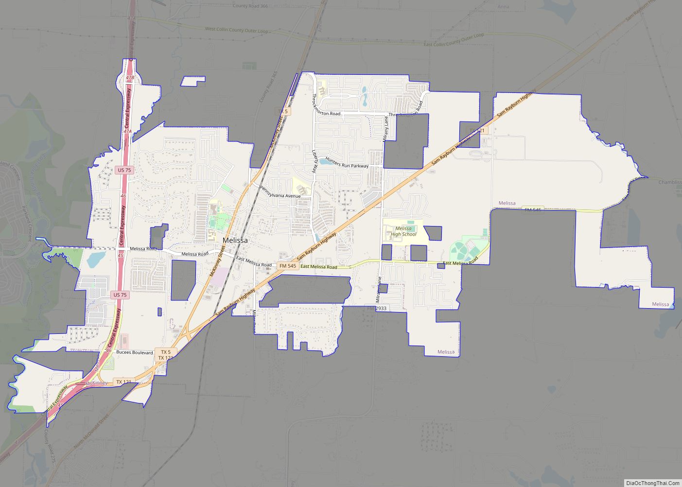 Map of Melissa city