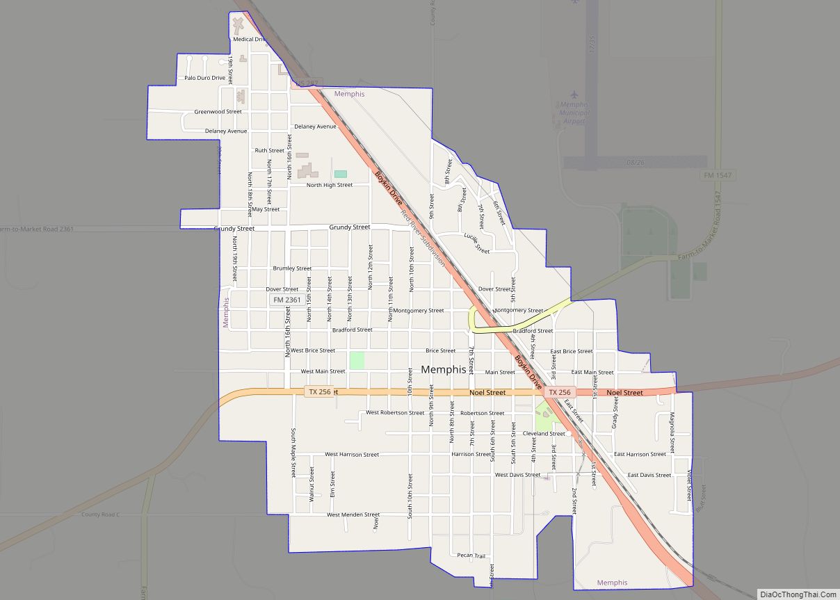 Map of Memphis city, Texas