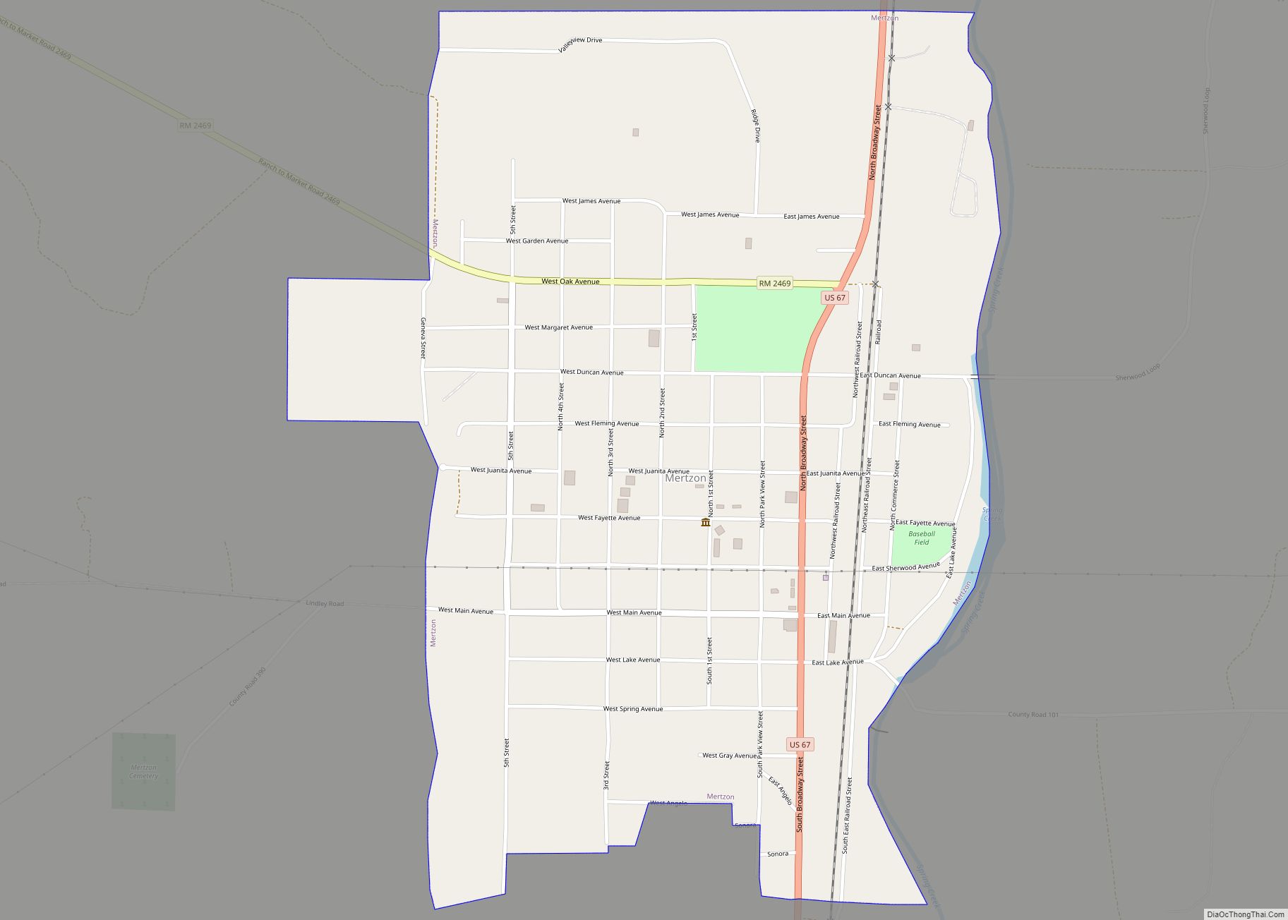 Map of Mertzon city