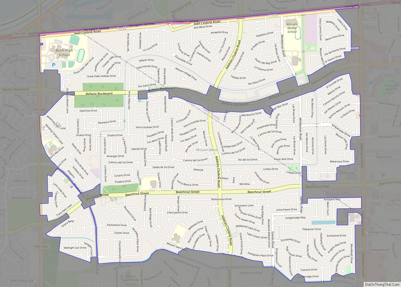 Map of Mission Bend CDP