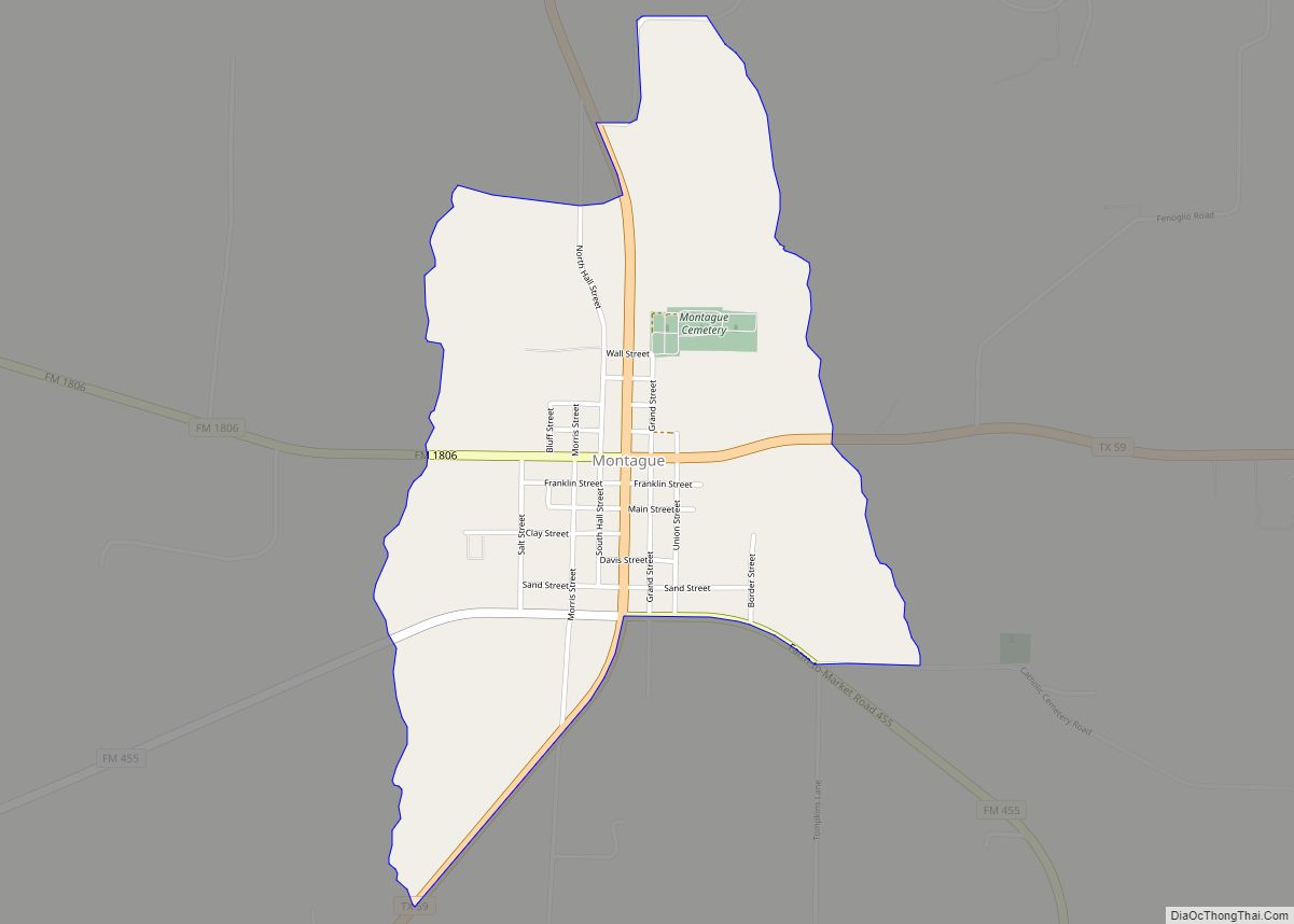 Map of Montague CDP, Texas