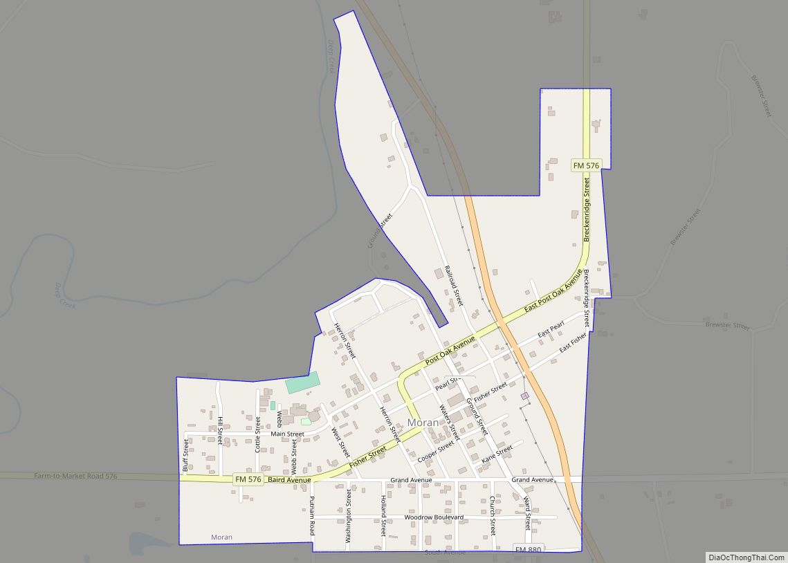 Map of Moran city, Texas