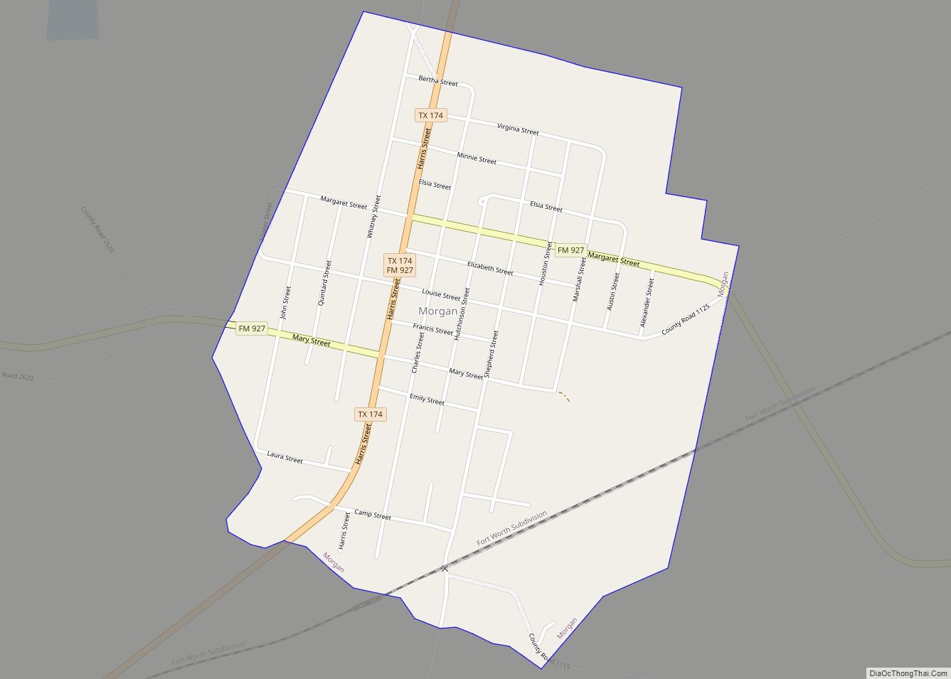 Map of Morgan city, Texas