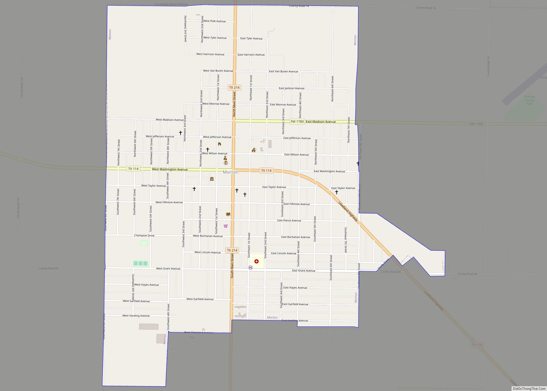 Map of Morton city, Texas