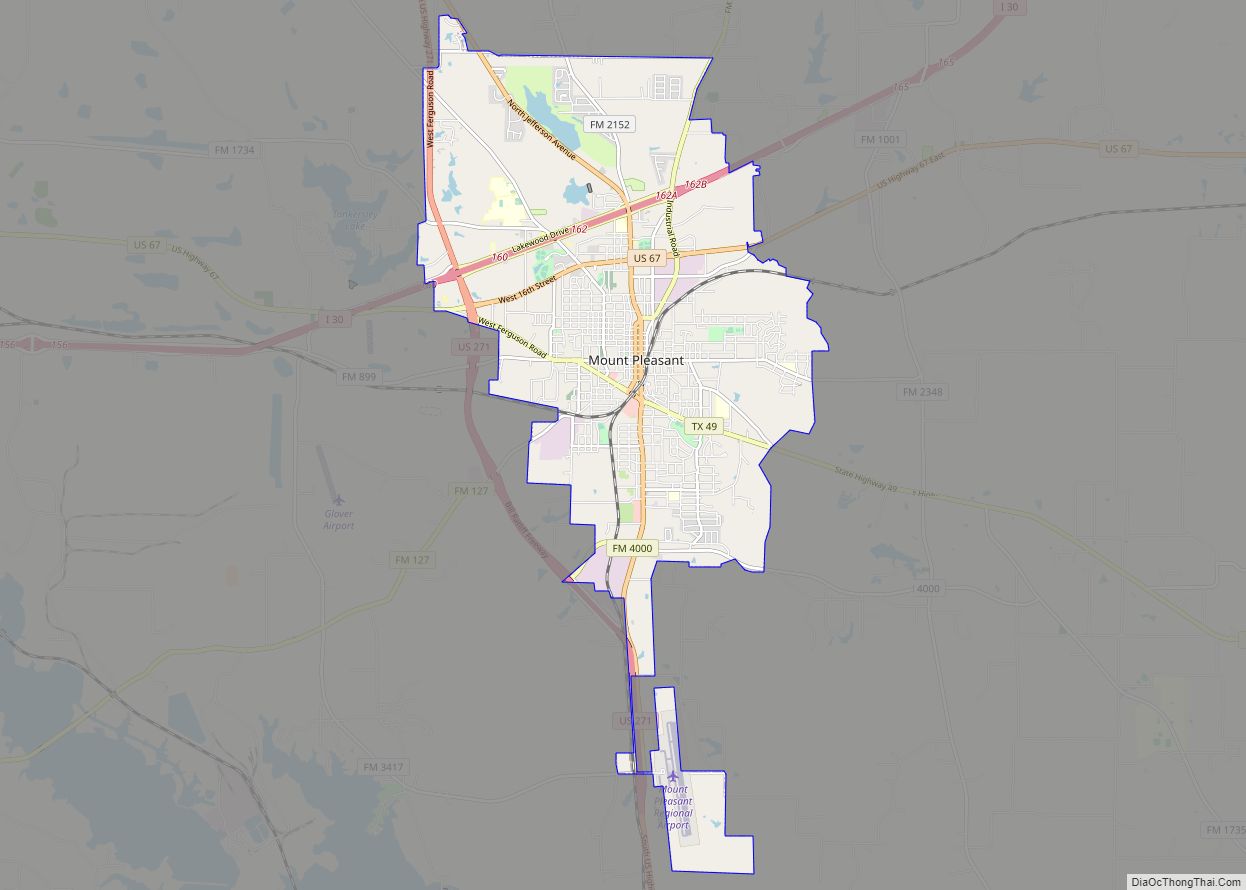Map of Mount Pleasant city, Texas