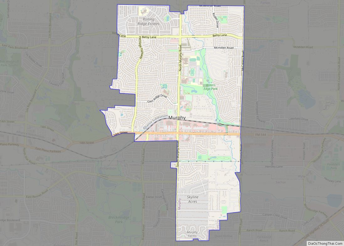 Map of Murphy city, Texas