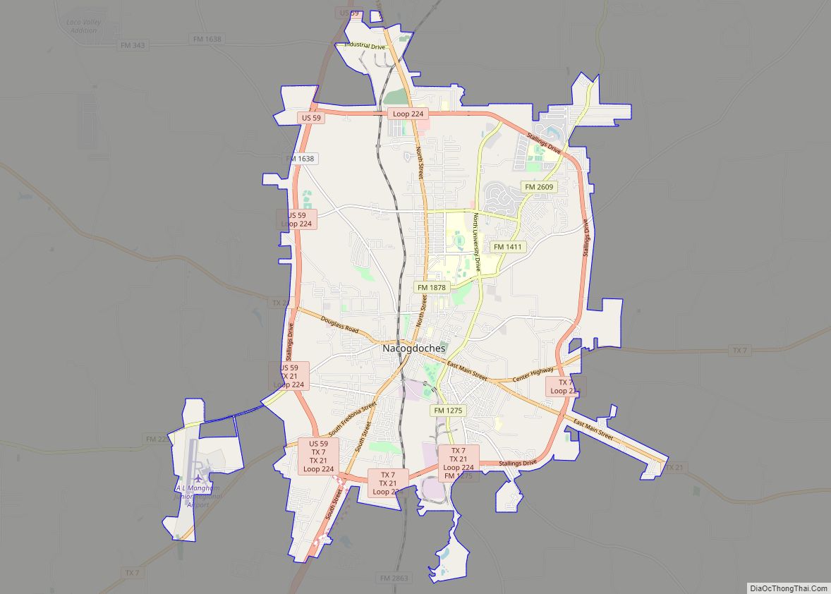 Map of Nacogdoches city
