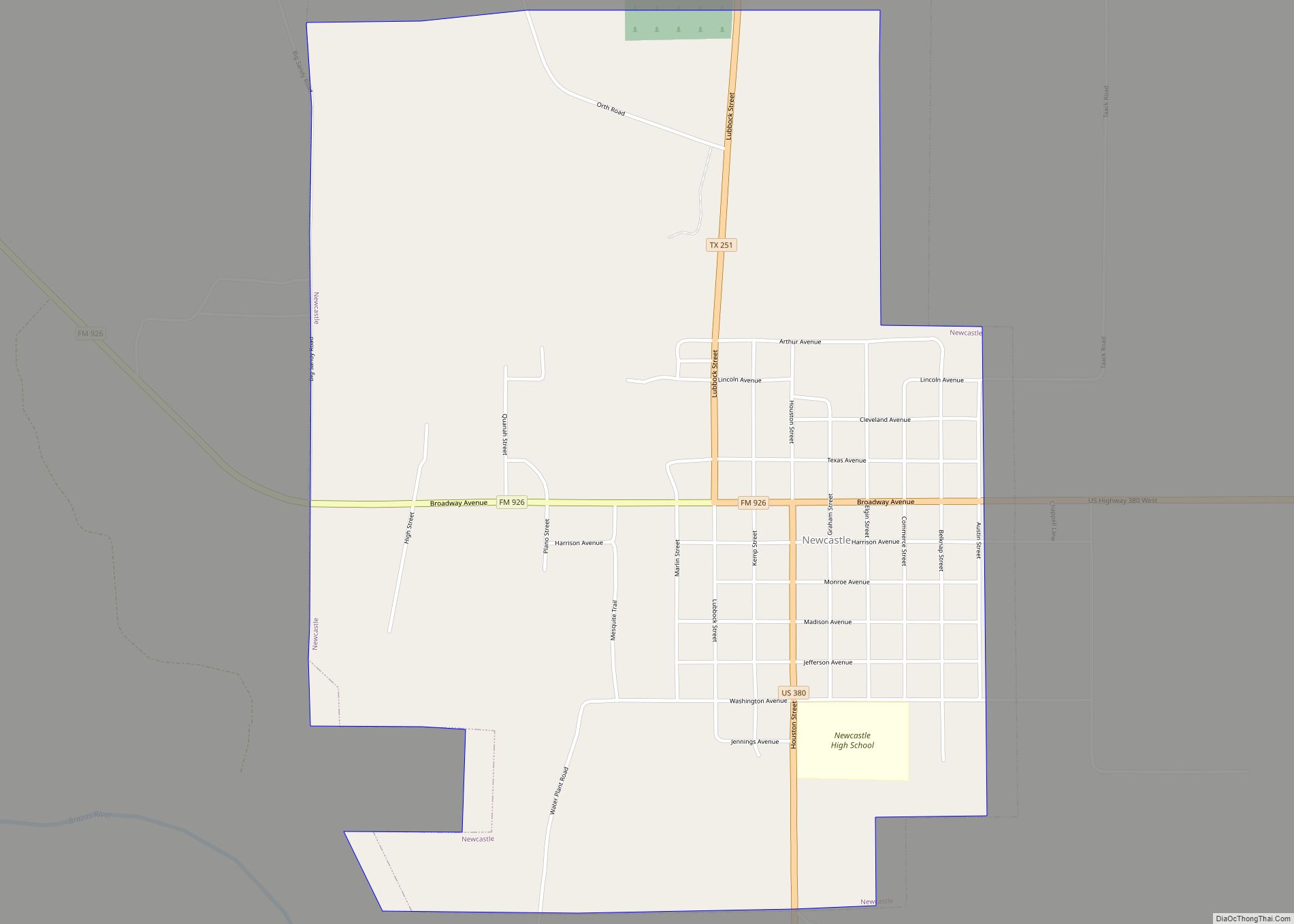 Map of Newcastle city, Texas