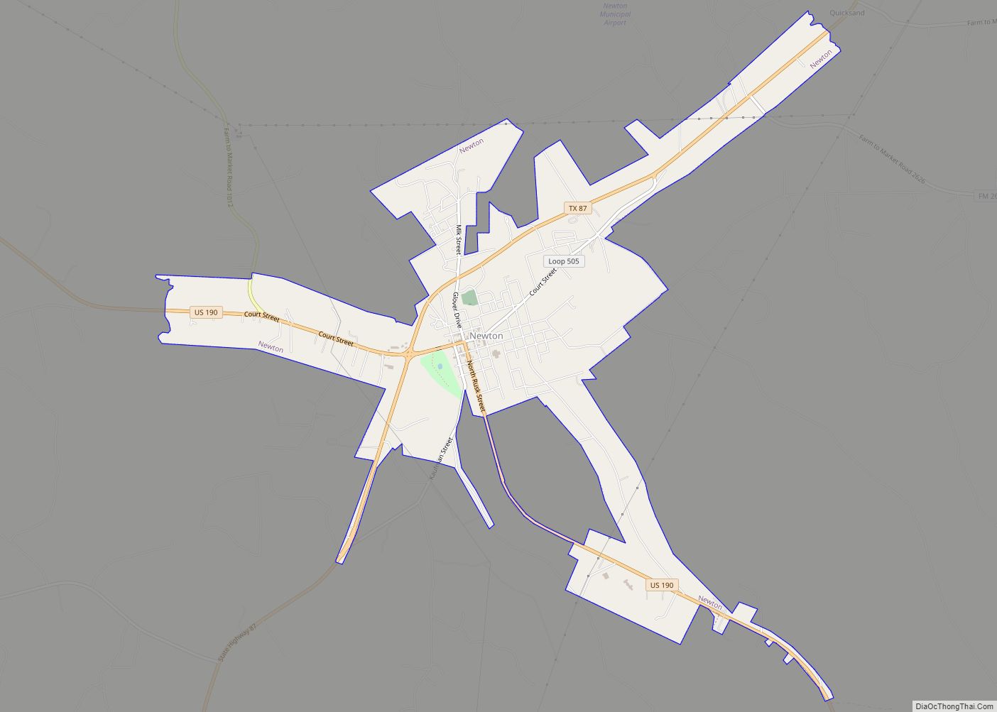 Map of Newton city, Texas
