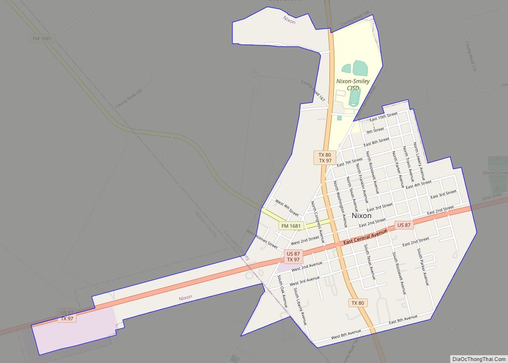 Map of Nixon city, Texas