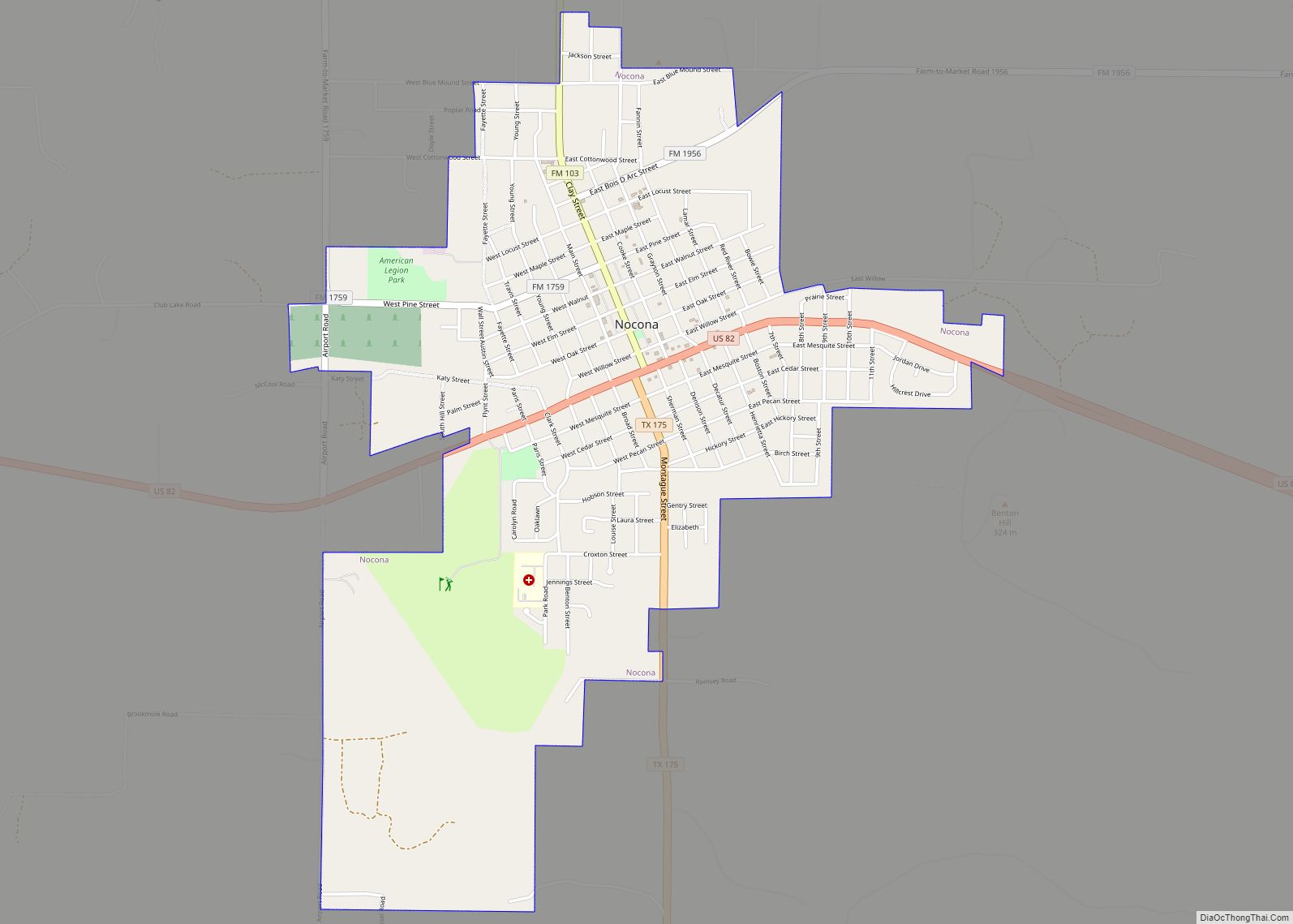 Map of Nocona city