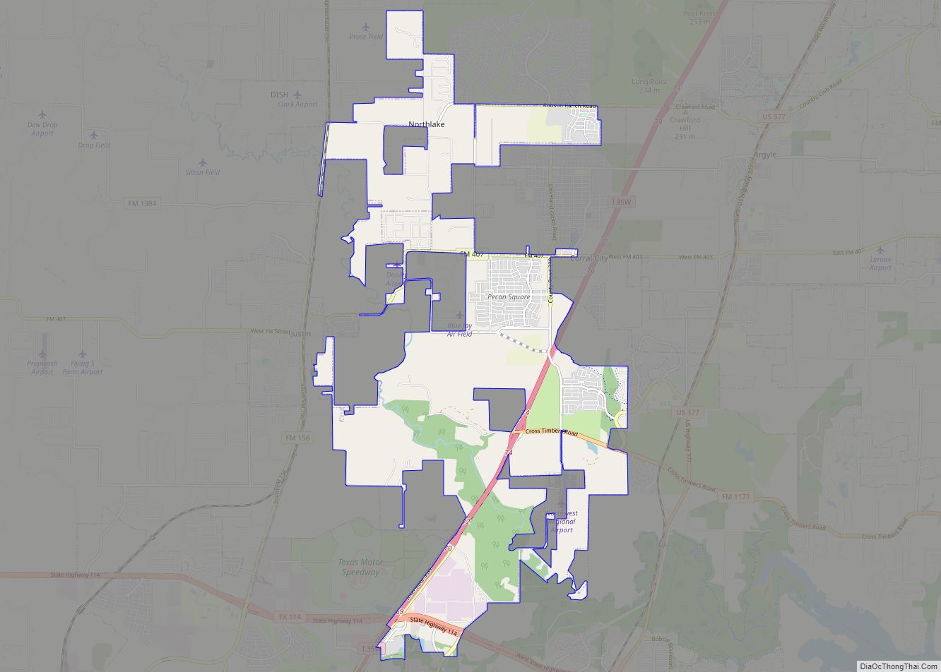 Map of Northlake town, Texas