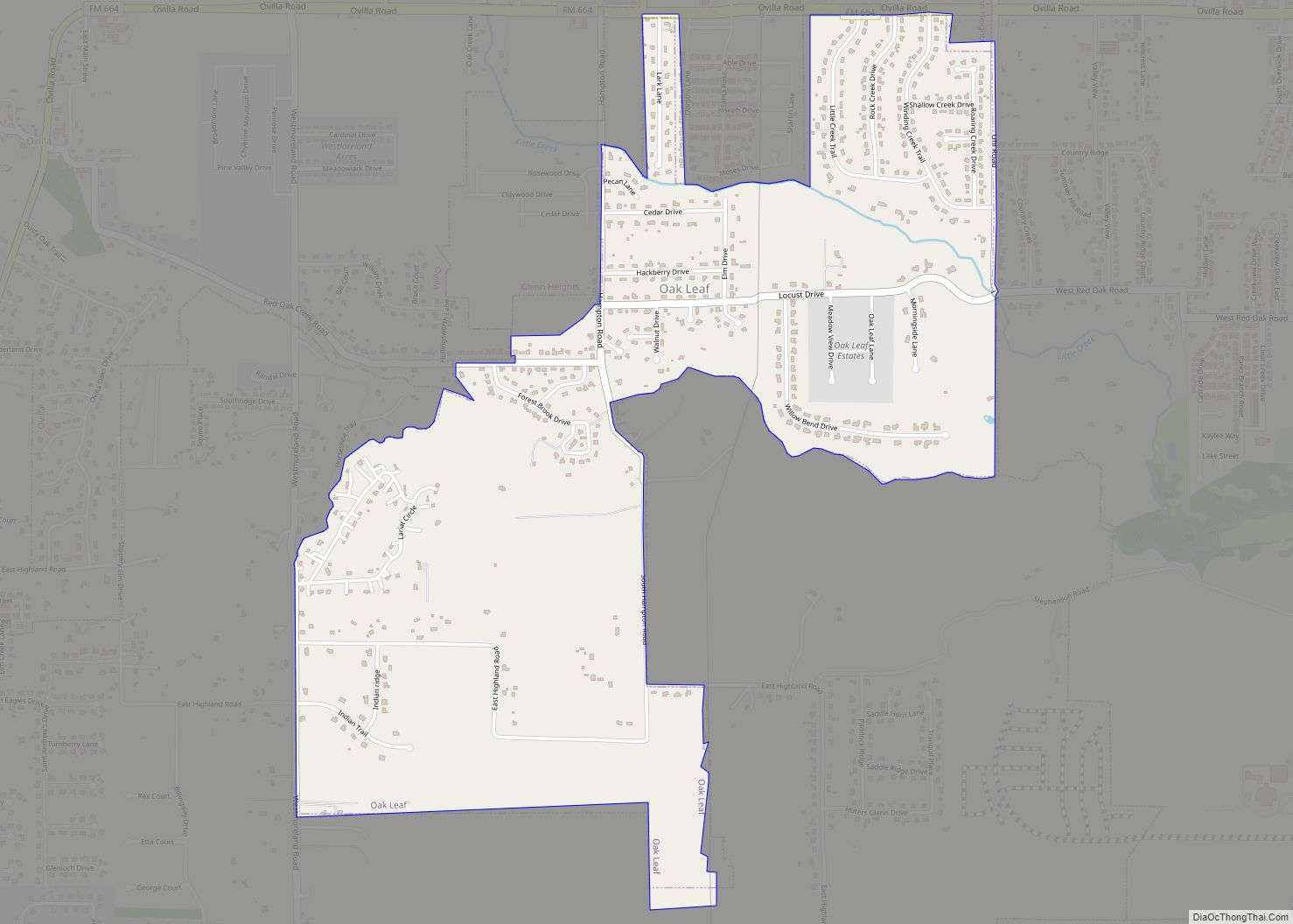 Map of Oak Leaf city