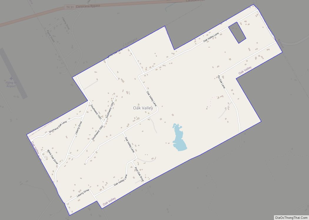Map of Oak Valley town, Texas