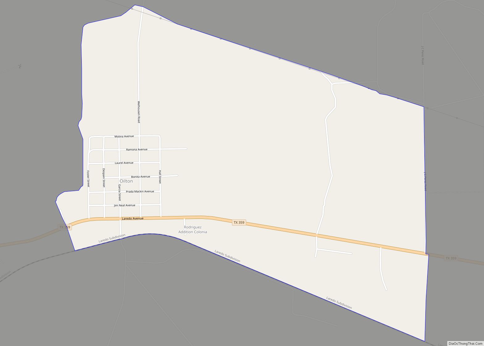 Map of Oilton CDP, Texas