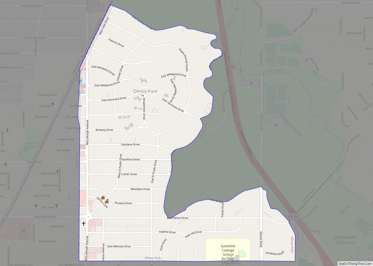Map of Olmos Park city