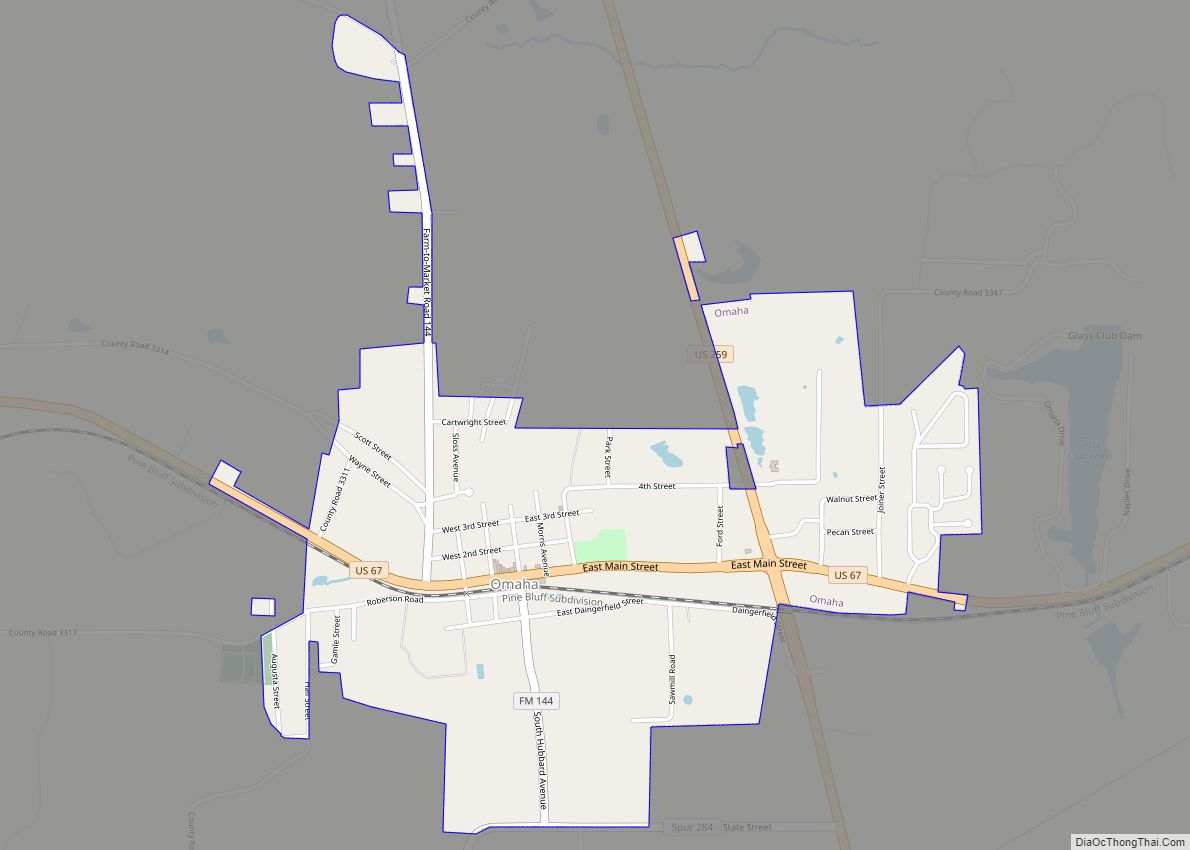 Map of Omaha city, Texas