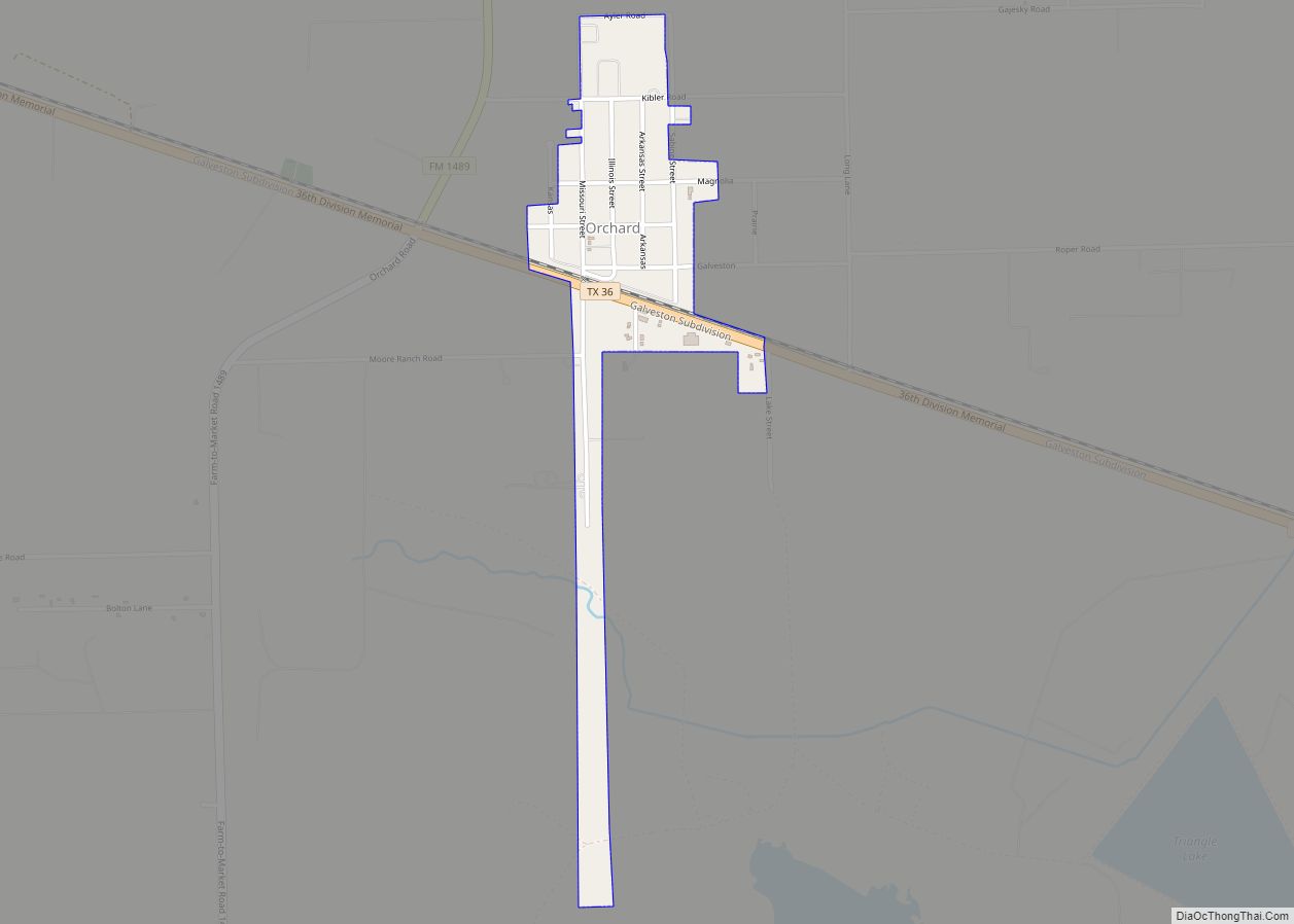 Map of Orchard city, Texas