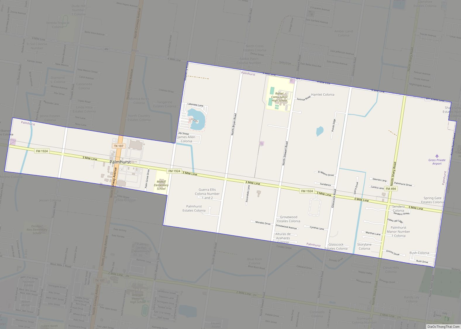 Map of Palmhurst city
