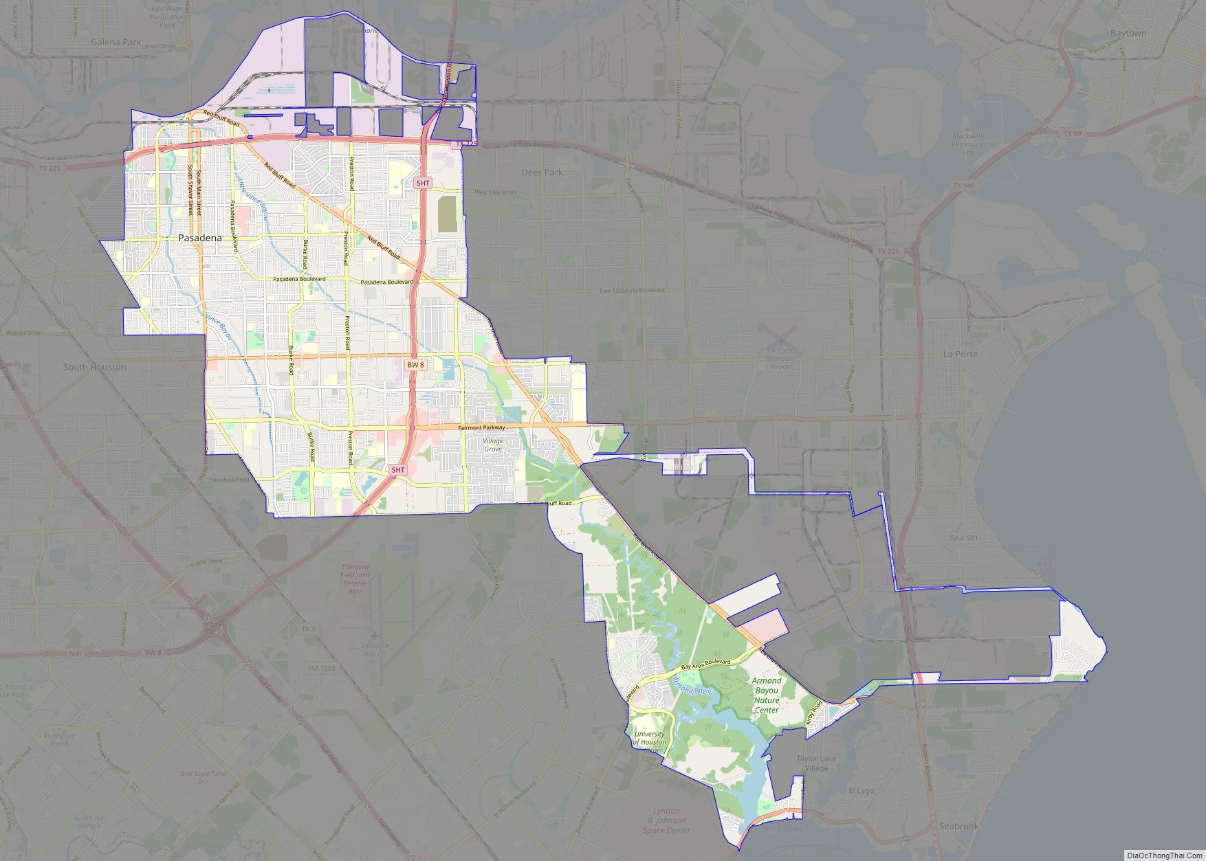 Map of Pasadena city, Texas