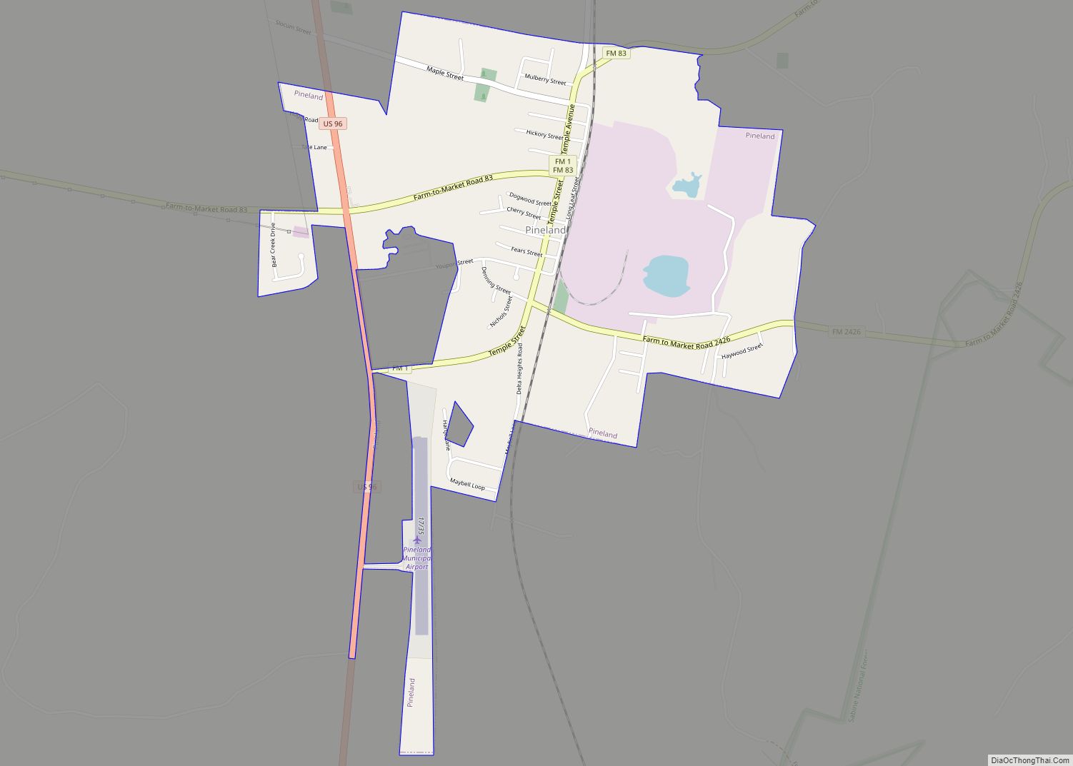 Map of Pineland city, Texas