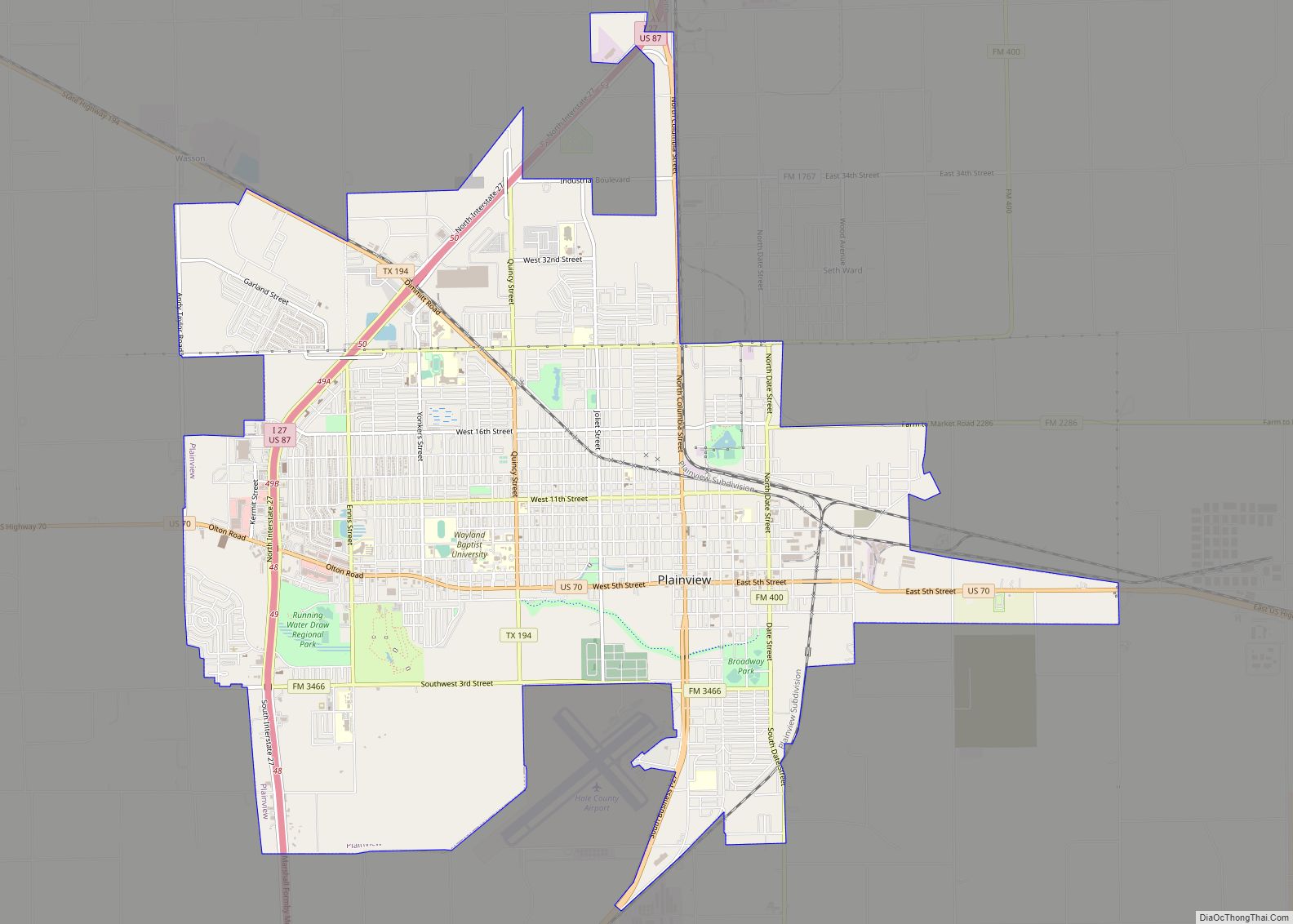 Map of Plainview city, Texas