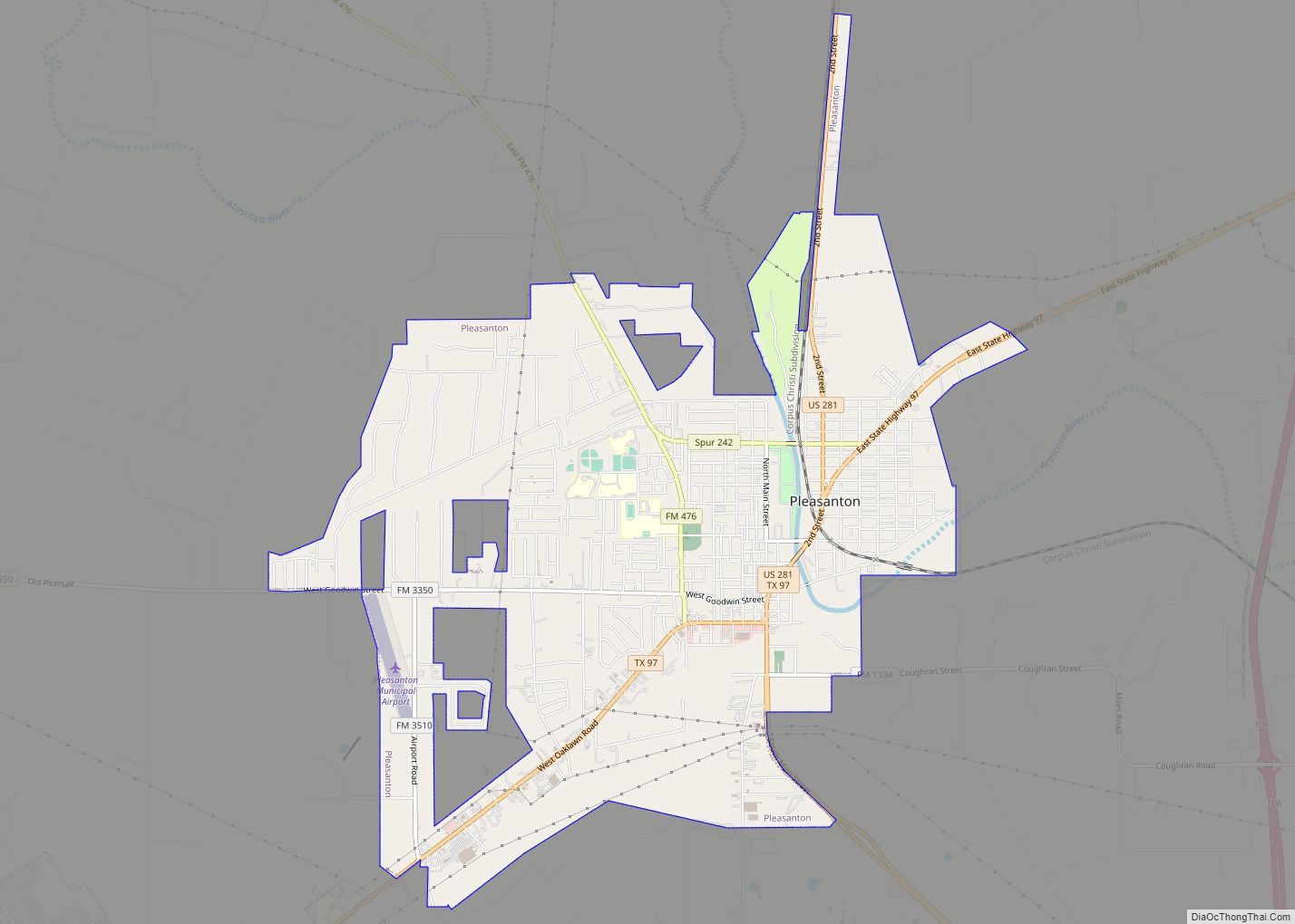 Map of Pleasanton city, Texas