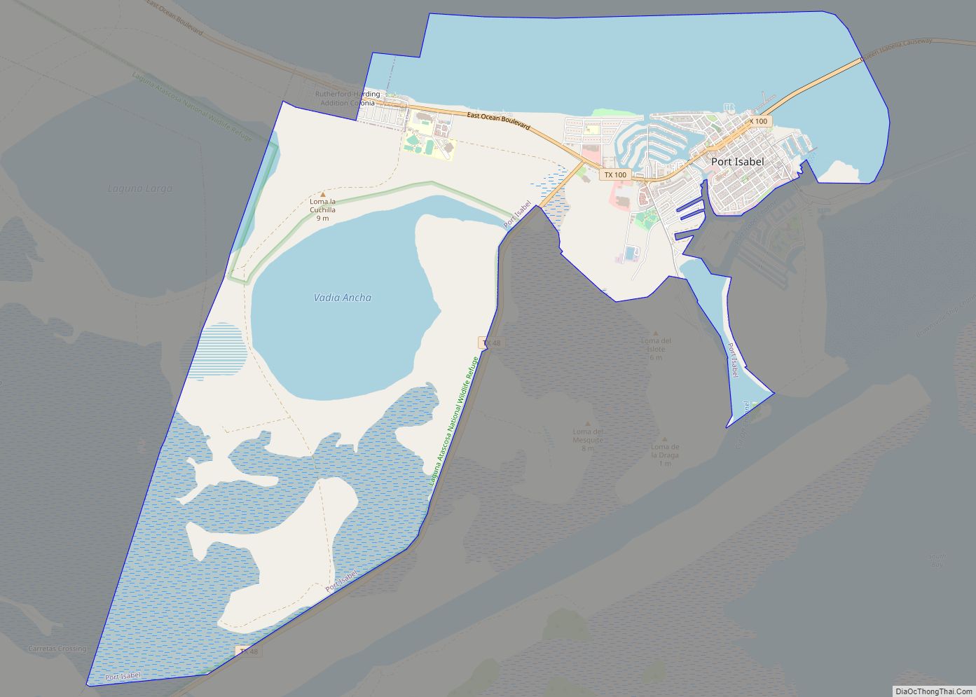 Map of Port Isabel city