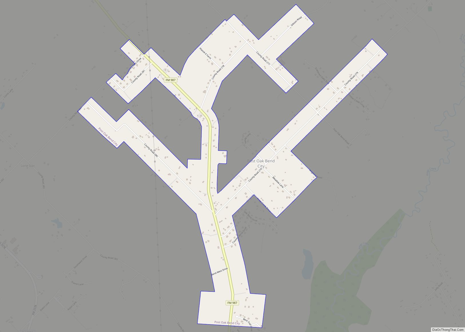 Map of Post Oak Bend City town