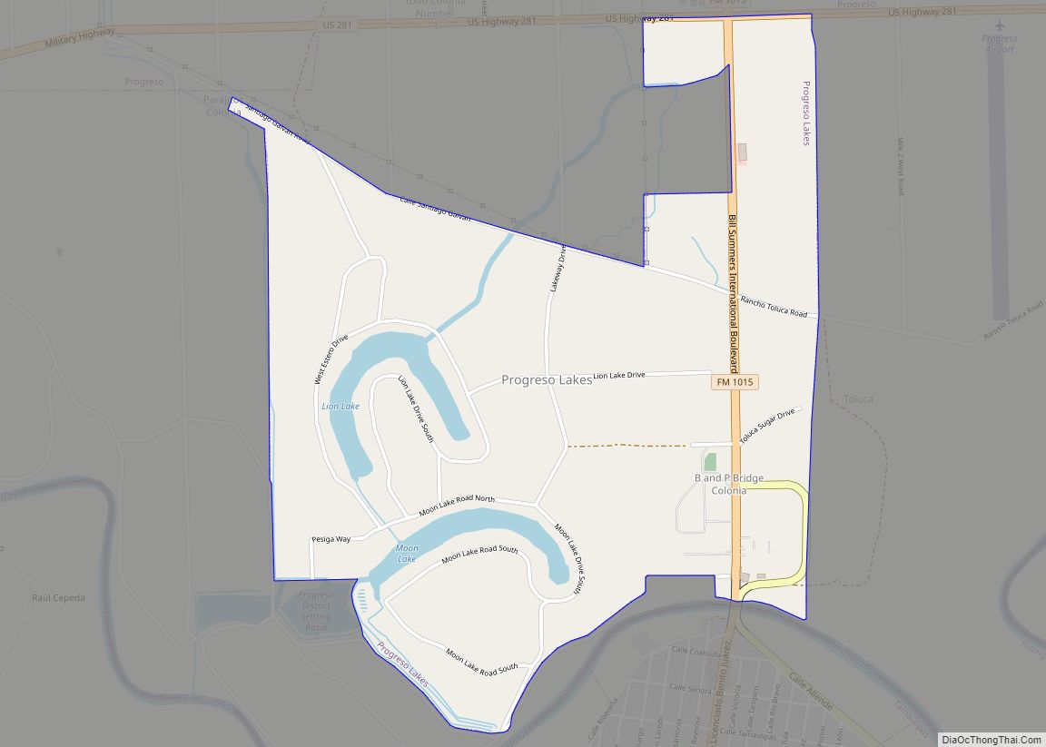 Map of Progreso Lakes city
