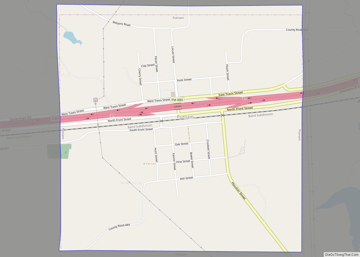Map of Putnam town, Texas